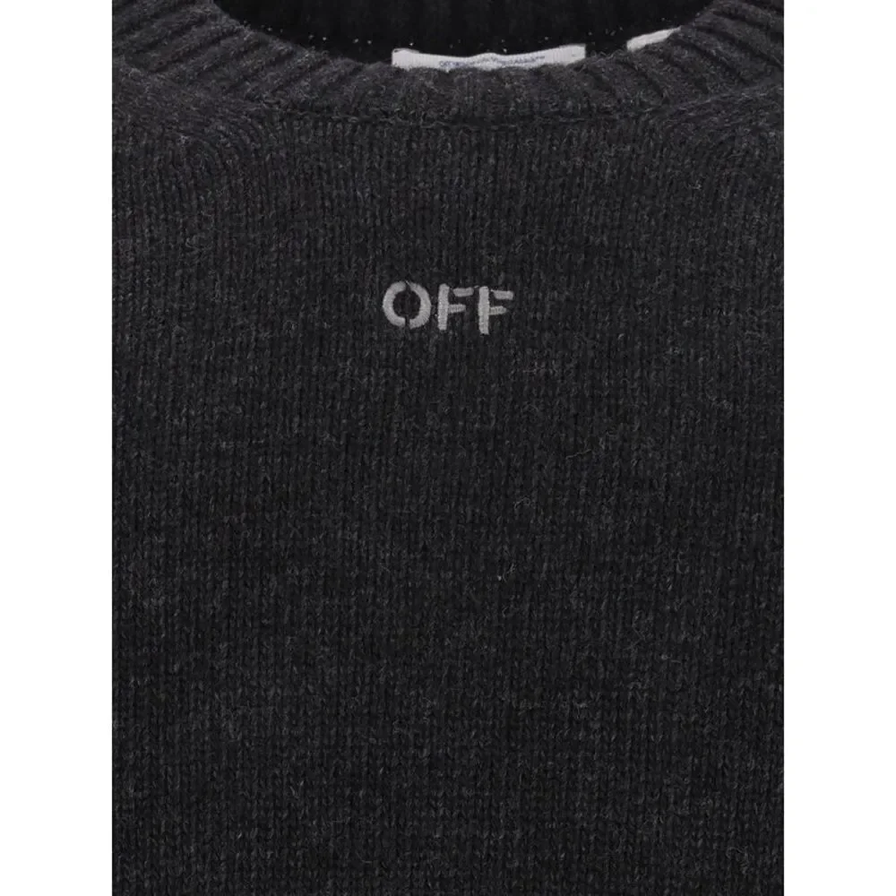 Off-White Men The Diagonal Arrow Fuzzy Crew Neck Sweater